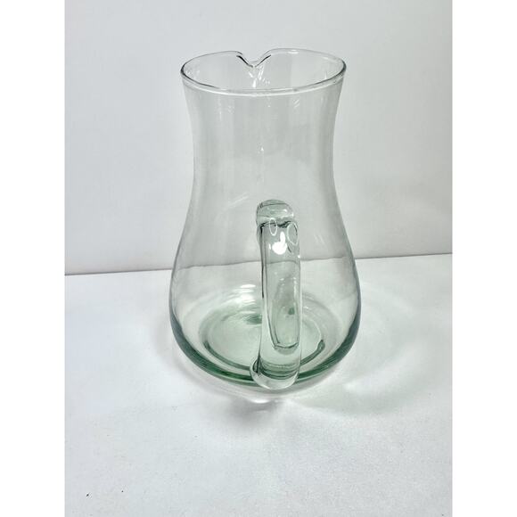 VTG Green Tinted Glass Water Pitcher 8” Tall Bubbled Farmhouse Cottagecore Party - Picture 3 of 12